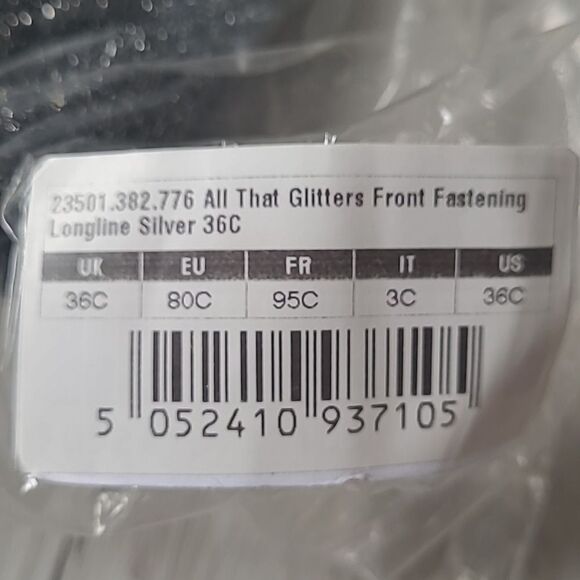 Pour Moi All That Glitters Front Fastening Longline Bra SilverGrey 36C nwt in pk - Picture 8 of 8